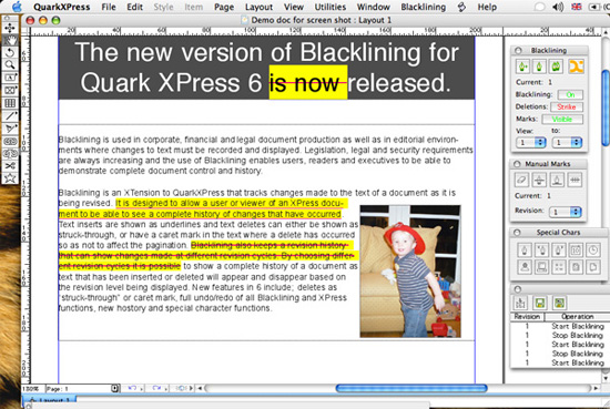 Blacklining QuarkXPress